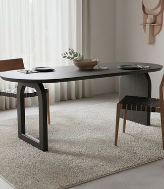 Raw Materials Amsterdam Bullnose Eettafel | Zwart | Mix | H76 x B200 x D90 cm