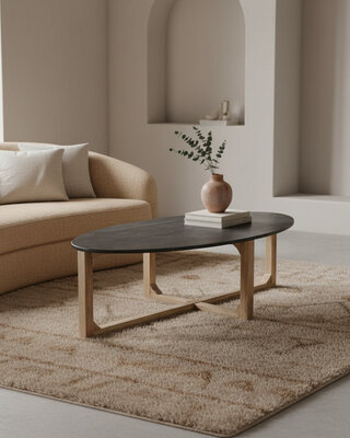 Raw Materials Amsterdam Salontafel | Marmeren | Ovaal | Zwart | L120 x B60 x H38