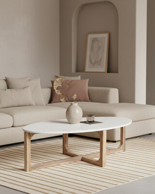 Raw Materials Amsterdam Salontafel Marmer | Ovaal | Wit | L120 x B60  x H38 cm