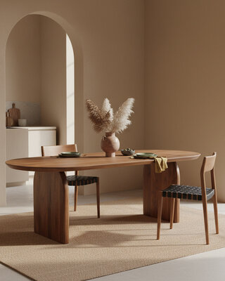 Raw Materials Amsterdam Bullnose Eettafel | Bruin | Gesloten | H76 x B200 x D90 cm