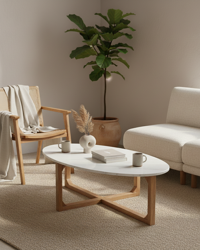 Raw Materials Amsterdam Salontafel Marmer | Ovaal | Wit | L120 x B60 x H38 cm