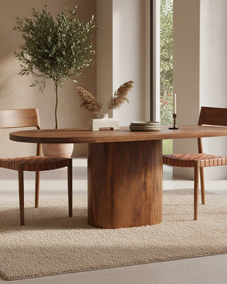 Raw Materials Amsterdam Bullnose Oblong Eettafel | Mangohout | H76 x B240 x D110 cm
