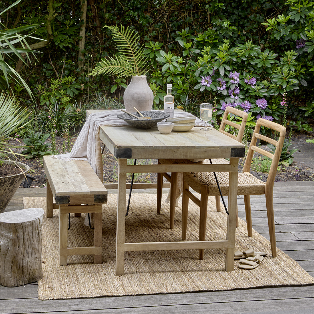 Raw Materials Amsterdam Eettafel | Opklapbaar | Limewash | L165 x B75 x H76 cm