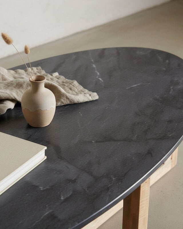 Raw Materials Amsterdam Salontafel | Marmeren | Ovaal | Zwart | L120 x B60 x H38