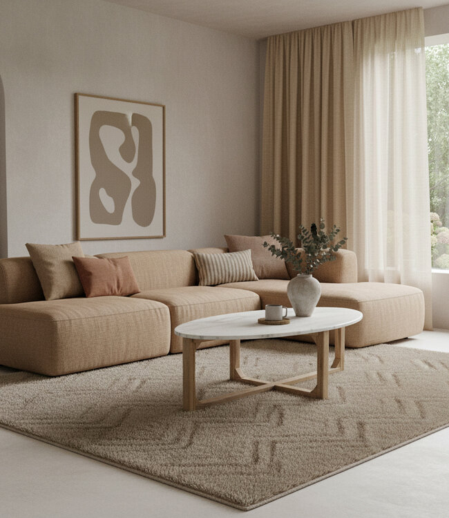 Raw Materials Amsterdam Salontafel Marmer | Ovaal | Wit | L120 x B60  x H38 cm