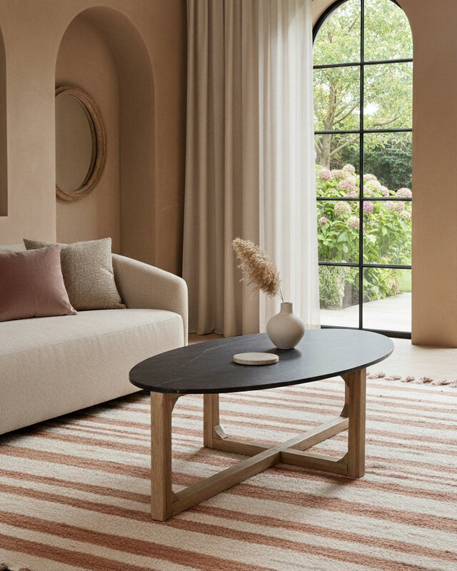 Raw Materials Amsterdam Salontafel | Marmeren | Ovaal | Zwart | L120 x B60 x H38