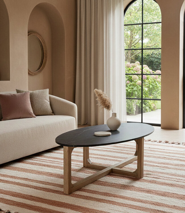 Raw Materials Amsterdam Salontafel | Marmeren | Ovaal | Zwart | L120 x B60 x H38