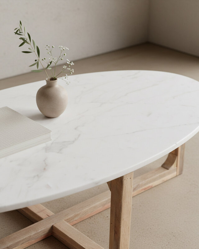 Raw Materials Amsterdam Salontafel Marmer | Ovaal | Wit | L120 x B60 x H38 cm