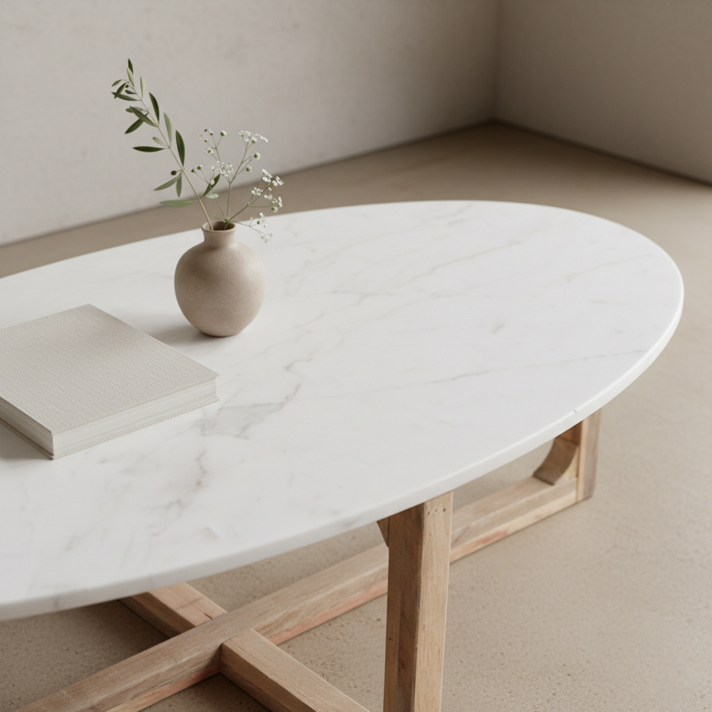 Raw Materials Amsterdam Salontafel Marmer | Ovaal | Wit | L120 x B60 x H38 cm