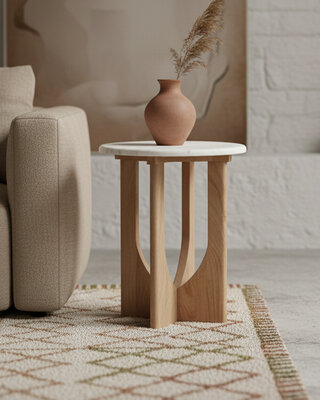 Raw Materials Amsterdam Bijzettafel Kuching | Marmer | Wit | H50 x D40 cm