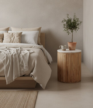 Raw Materials Amsterdam Bijzettafel Malacca | Marmeren | Wit | H50 x D40 cm