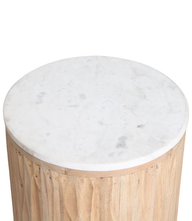 Raw Materials Amsterdam Bijzettafel Malacca | Marmeren | Wit | H50 x D40 cm