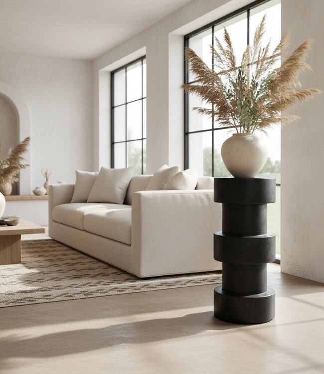 Raw Materials Amsterdam Forma Barkruk Totoma | Zwart | Teakhout | H65 x D30 cm