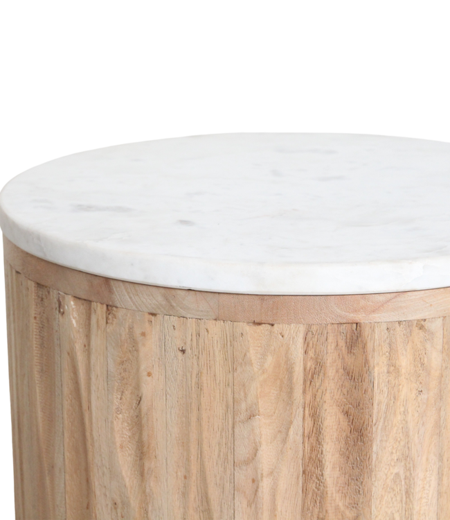 Raw Materials Amsterdam Bijzettafel Malacca | Marmeren | Wit | H50 x D40 cm