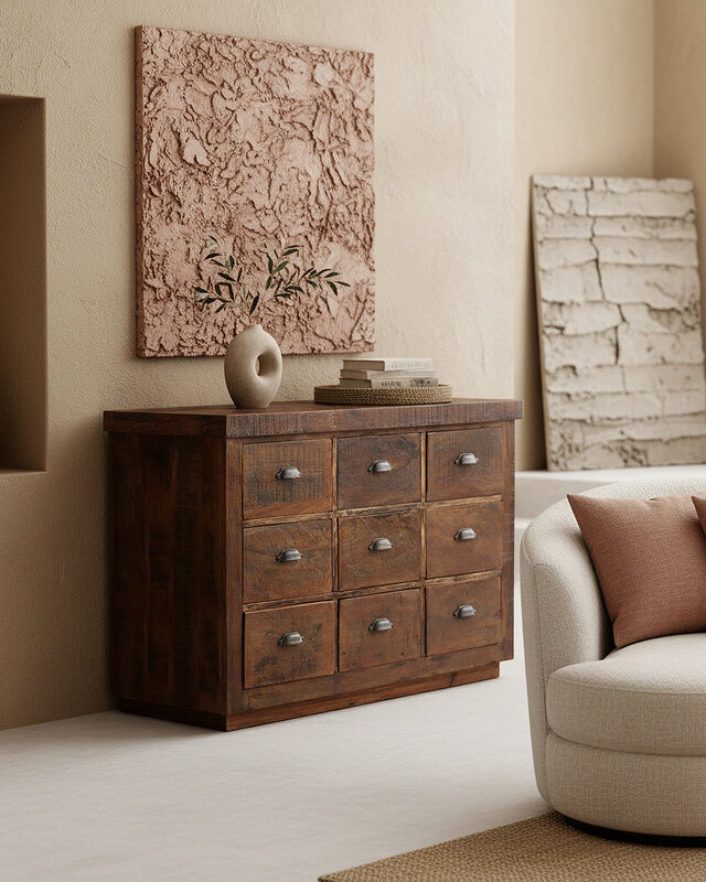 Raw Materials Amsterdam Factory Dressoir | 9 Laden | H80 x B120 x D50 cm