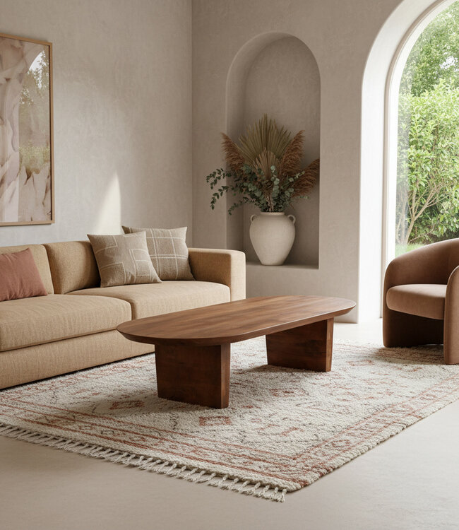 Raw Materials Amsterdam Bullnose | Salontafel | Bruin | L140 x B60 x H35 cm