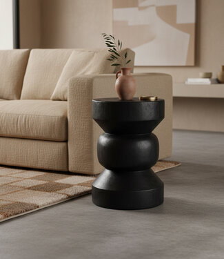 Raw Materials Amsterdam Bijzettafel Ritari | Zwart | Teakhout | H45 x D30 cm