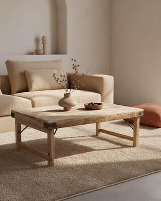 Raw Materials Amsterdam Salontafel | Inklapbaar | Limewash | L120 x B75 x H45 cm