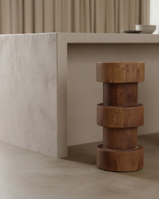 Raw Materials Amsterdam Forma Barkruk Totoma | Naturel | Teakhout | H65 x D30 cm