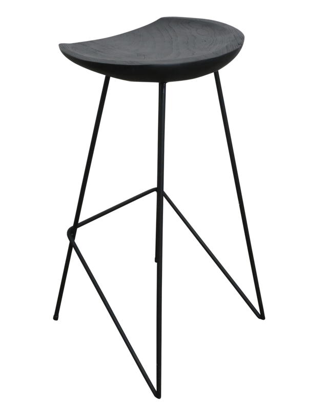 Raw Materials Amsterdam Loft Barkruk | Zwart | H77 x B42 x D41 cm