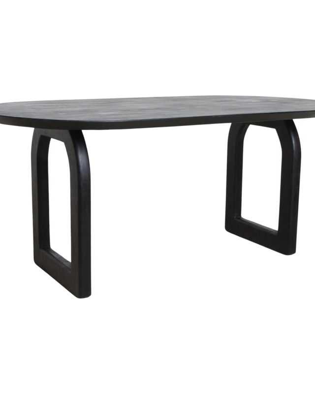 Raw Materials Amsterdam Bullnose Eettafel | Zwart | Open | H76 x B180 x D90 cm