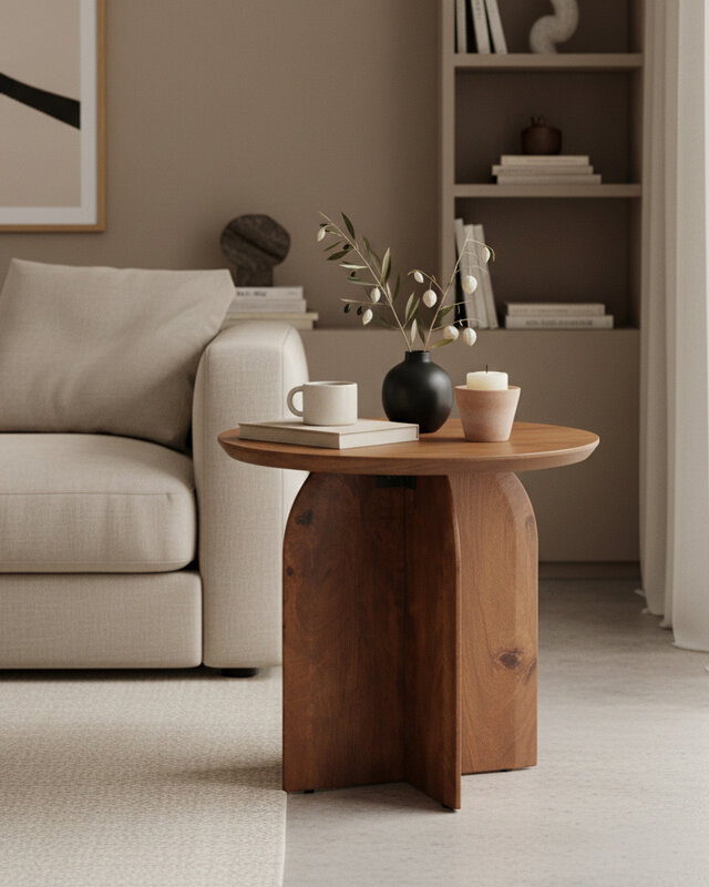 Raw Materials Amsterdam Bullnose Bijzettafel | Organisch | H48 x D50 cm