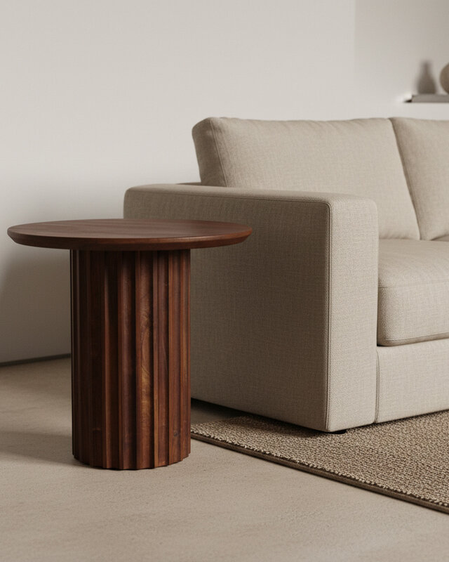 Raw Materials Amsterdam Bullnose Bijzettafel | Omgekeerd Bruin | H48 x D50 cm
