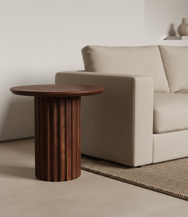 Raw Materials Amsterdam Bullnose Bijzettafel | Omgekeerd Bruin | H48 x D50 cm