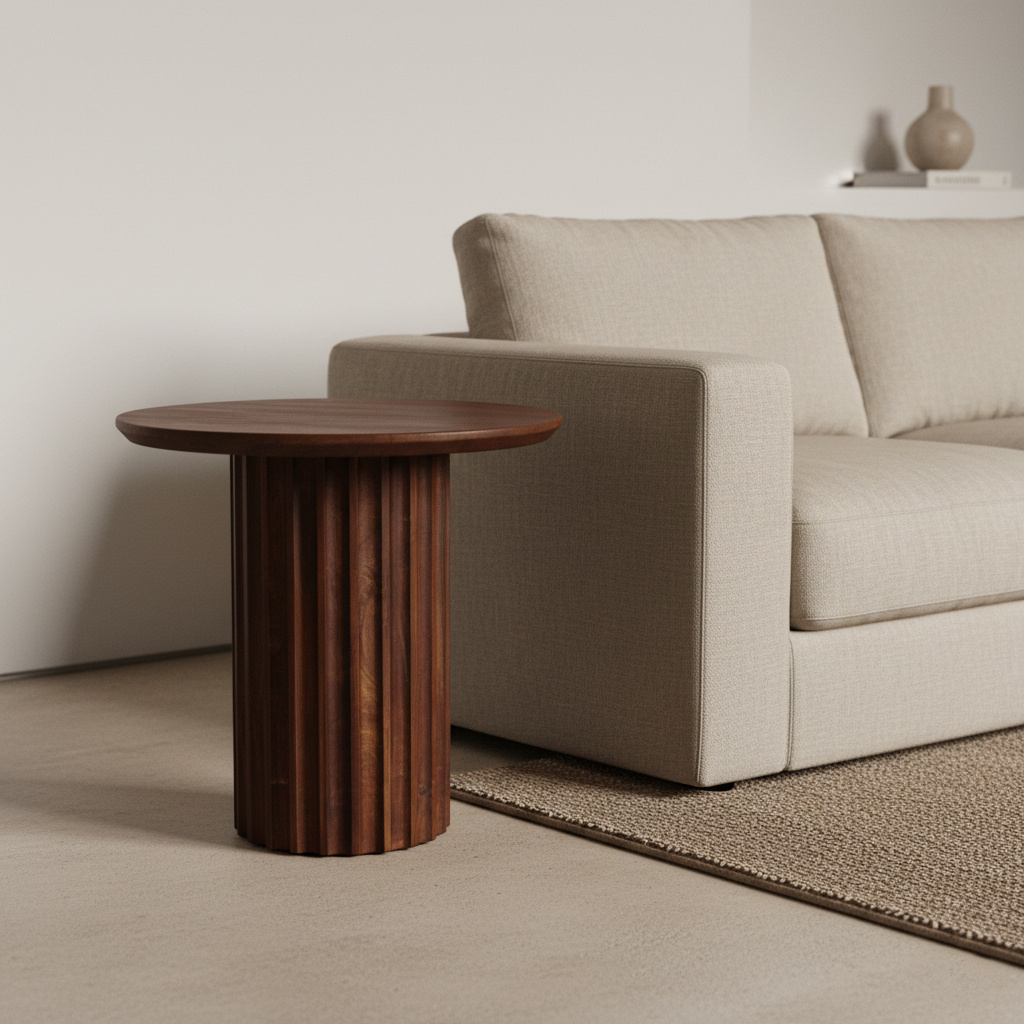 Raw Materials Amsterdam Bullnose Bijzettafel | Omgekeerd Bruin | H48 x D50 cm