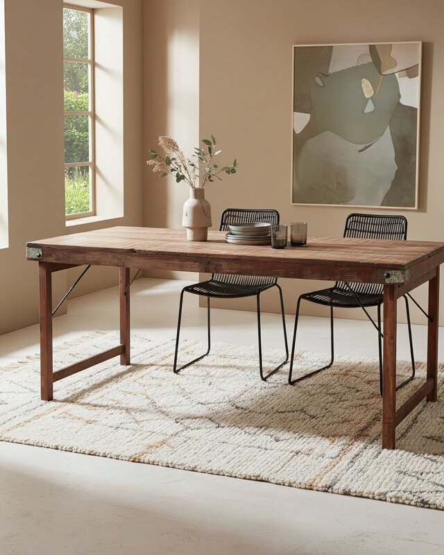 Raw Materials Amsterdam Eettafel | Opklapbaar | Bruin | H76 x B165 x D75 cm
