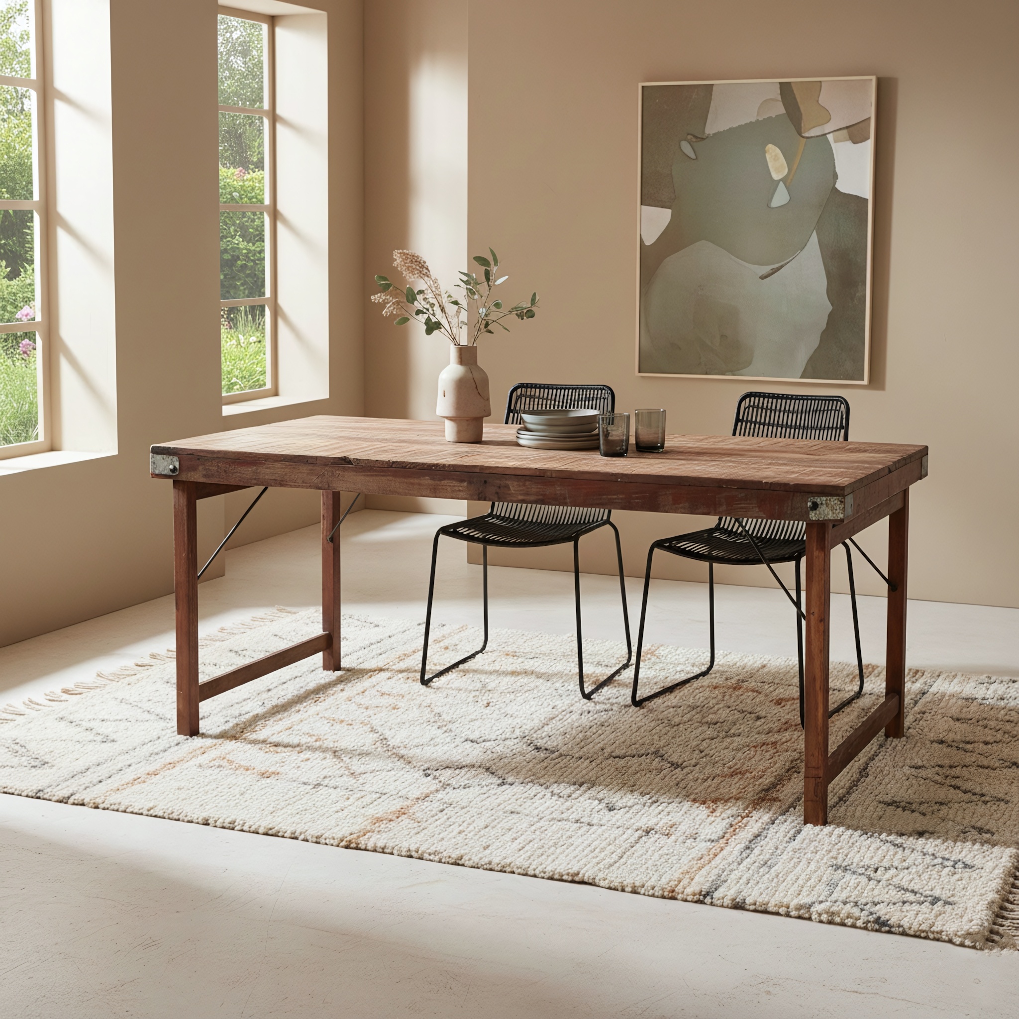 Raw Materials Amsterdam Eettafel | Opklapbaar | Bruin | H76 x B165 x D75 cm