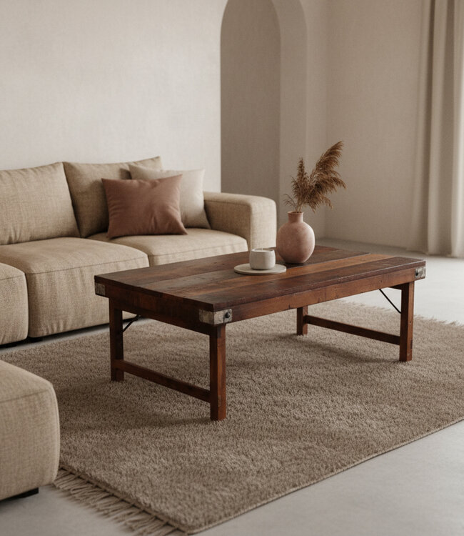 Raw Materials Amsterdam Inklapbare Salontafel | Bruin | H45 x B120 x D75 cm