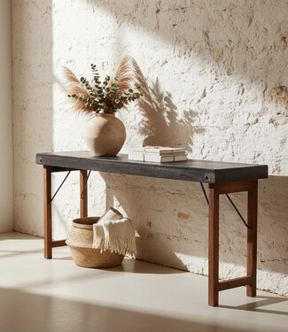 Raw Materials Amsterdam Opklapbare Sidetable | Zwart | H76 x B170 x D40 cm