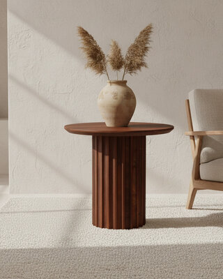 Raw Materials Amsterdam Bullnose Bijzettafel | Omgekeerd Bruin | H48 x D50 cm