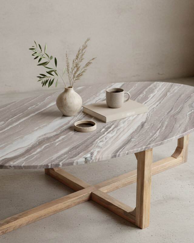 Raw Materials Amsterdam Salontafel | Marmer | Bruin | Ovaal | L120 x B60 x H38 cm