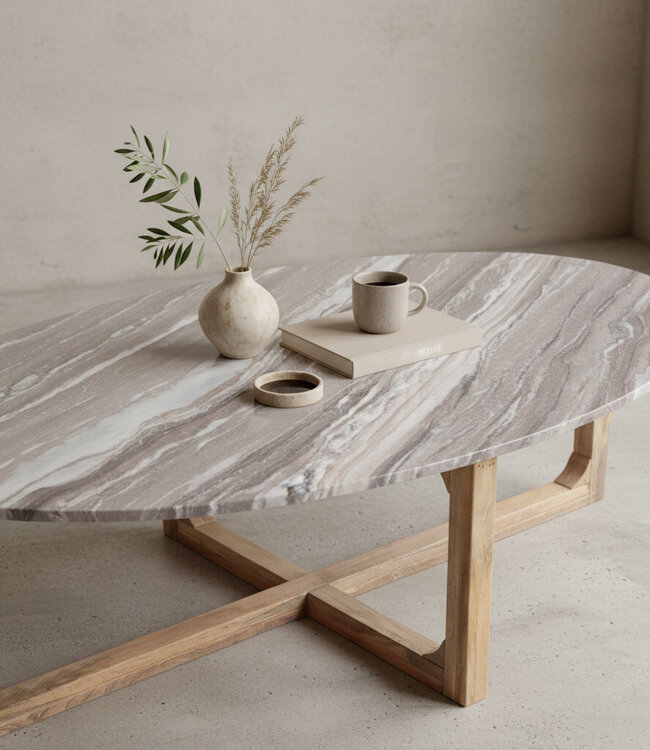 Raw Materials Amsterdam Salontafel | Marmer | Bruin | Ovaal | L120 x B60 x H38 cm