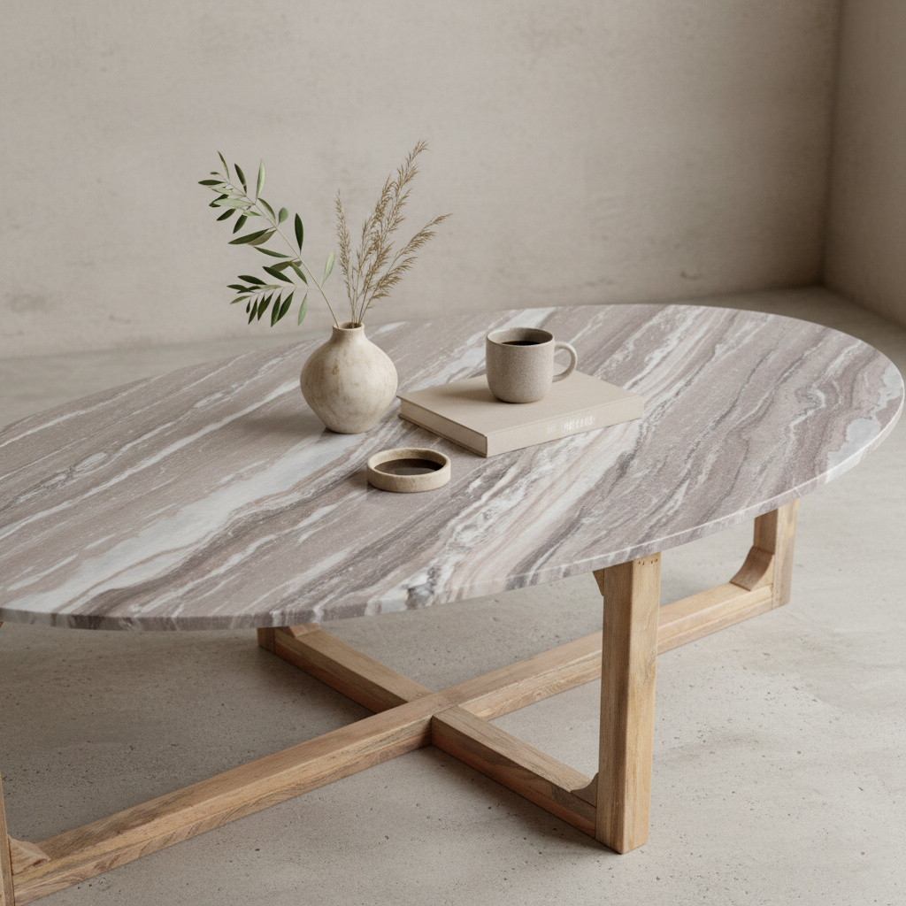 Raw Materials Amsterdam Salontafel | Marmer | Bruin | Ovaal | L120 x B60 x H38 cm