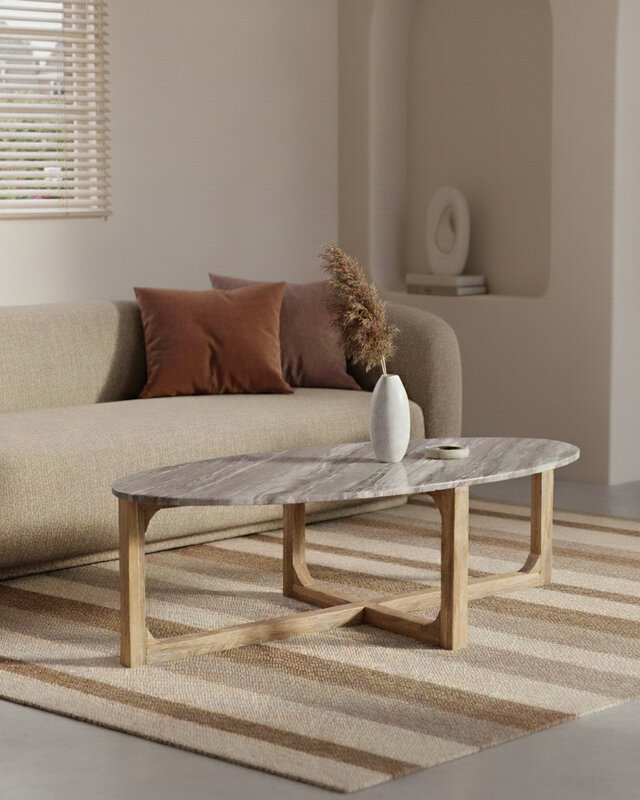 Raw Materials Amsterdam Salontafel | Marmer | Bruin | Ovaal | L120 x B60 x H38 cm