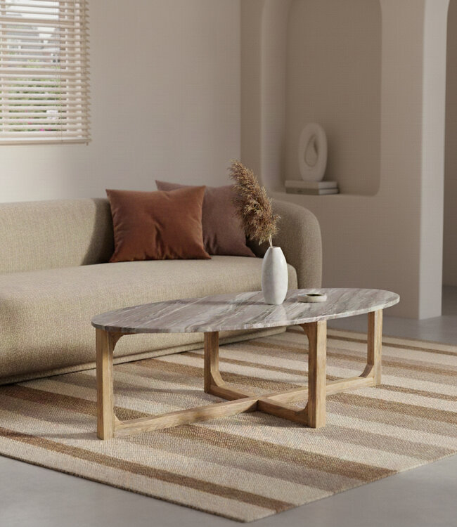 Raw Materials Amsterdam Salontafel | Marmer | Bruin | Ovaal | L120 x B60 x H38 cm