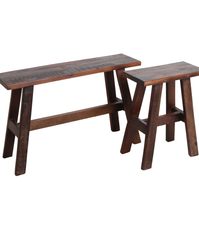 Raw Materials Amsterdam Factory Bushalte Bank | Medium | Bruin | L45 x B20 x H50 cm