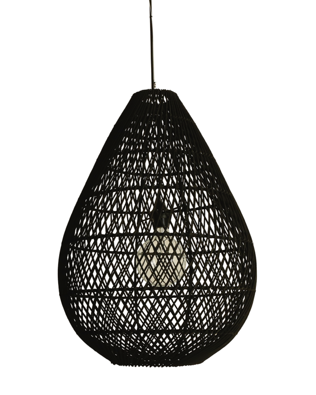 Raw Materials Amsterdam Drop Hanglamp | Zwart | Rotan | H65 x D45 cm
