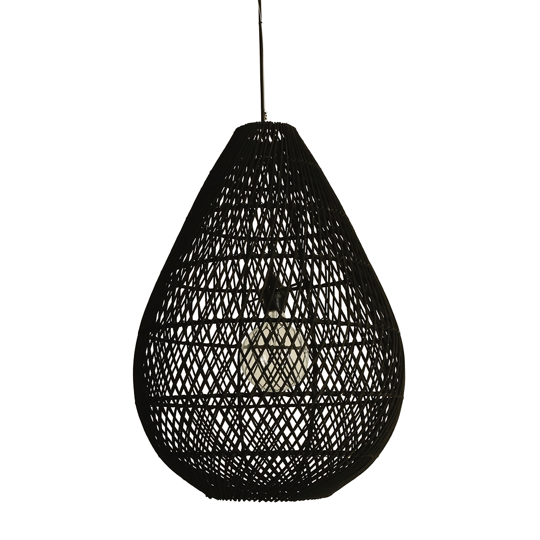 Raw Materials Amsterdam Drop Hanglamp | Zwart | Rotan | H65 x D45 cm