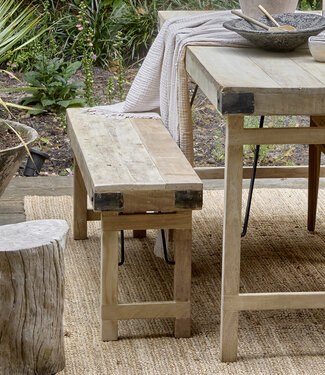 Raw Materials Amsterdam Eetkamerbank | Inklapbaar | Limewash | 120 cm