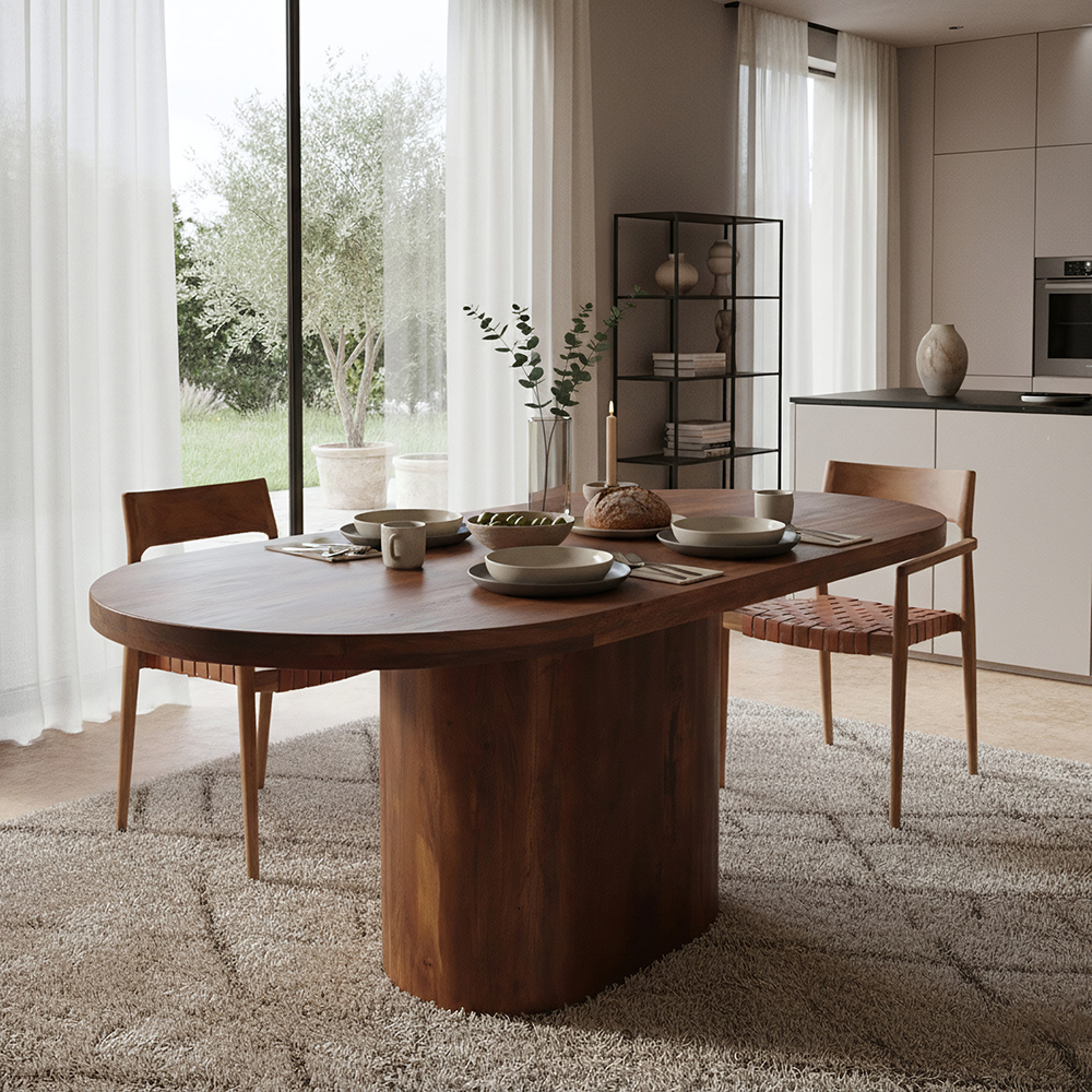 Raw Materials Amsterdam Bullnose Oblong Eettafel | Mangohout | H76 x B180 x D110 cm