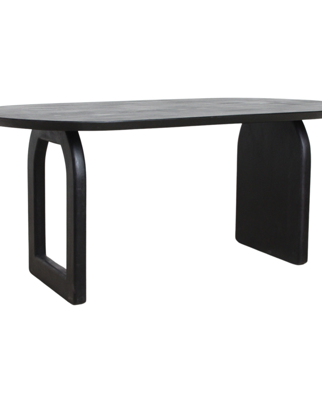 Raw Materials Amsterdam Bullnose Eettafel | Zwart | Mix | H76 x B180 x D90 cm