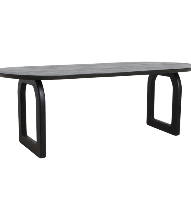 Raw Materials Amsterdam Bullnose Eettafel | Zwart | Open | H76 x B240 x D90 cm