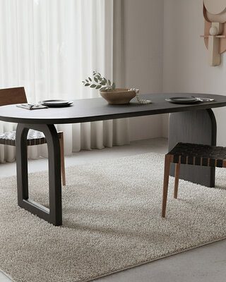 Raw Materials Amsterdam Bullnose Eettafel | Zwart | Mix | H76 x B180 x D90 cm