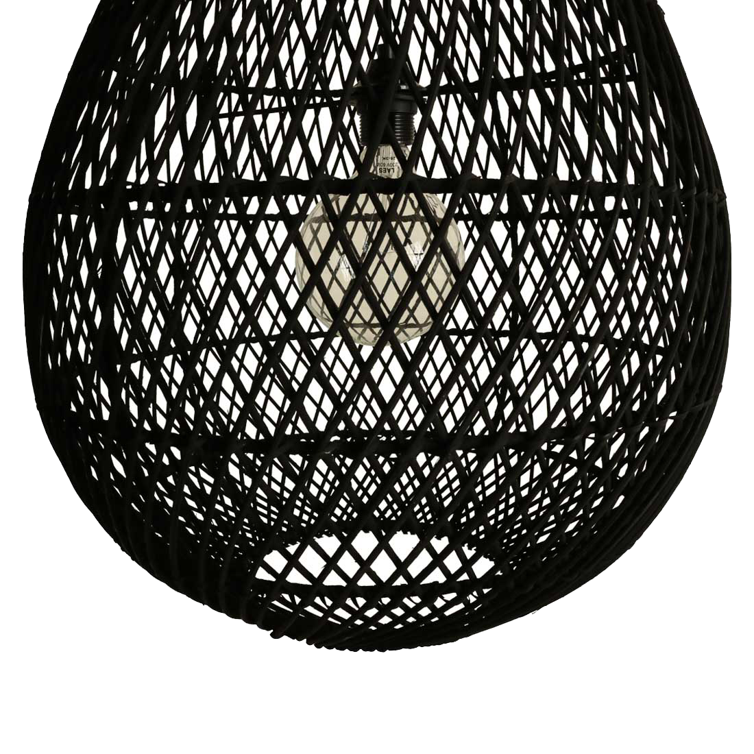 Raw Materials Amsterdam Drop Hanglamp | Zwart | Rotan | H65 x D45 cm