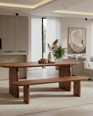 Raw Materials Amsterdam Bullnose Eetkamerbank | H45 x B180 x D35 cm
