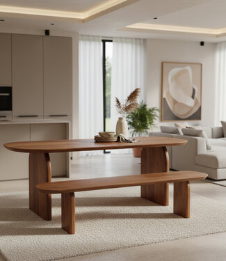 Raw Materials Amsterdam Bullnose Eetkamerbank | H45 x B180 x D35 cm